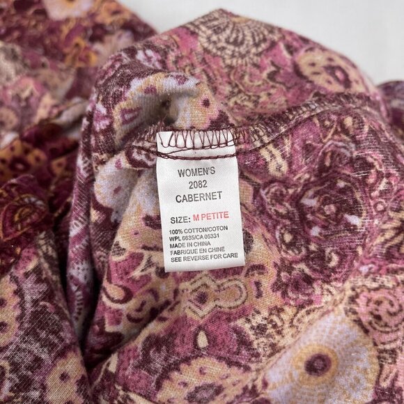 Woolrich Petite Floral Velour Double Pocket Long Sleeve Button Shirt Women MP - Picture 7 of 11